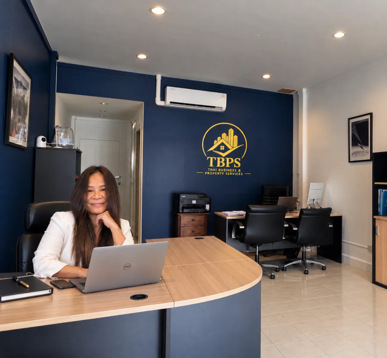 Marasri at her desk in the TBPS office in Hua Hin